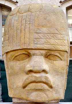A great stone head from the Olmec civilization