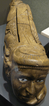 wooden teponaztli, on display in Mexico City